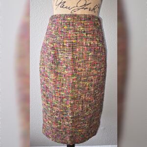Vintage Banu Paris Tweed Pencil Skirt 6 Multi-Color Confetti Knit High Waist